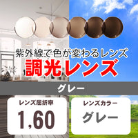 調光レンズ グレー 紫外線で色が変わるレンズ レンズ屈折率1.60