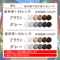 サングラス度付き変更オプション【通常カラー・偏光・調光・可視光調光も選べる】
