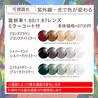 サングラス度付き変更オプション【通常カラー・偏光・調光・可視光調光も選べる】