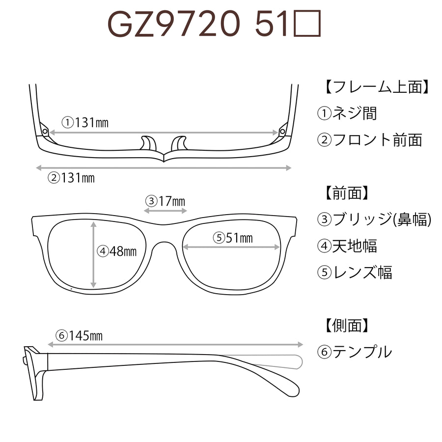 レンズ付7800円 GZ9720　C-18　51□17-145　　チタン素材使用